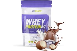 MM Supplements - Proteína Whey 80 - Bote de 1 Kg - Proteína Suero de Leche - Batido para Ganar Masa Muscular - Ayuda en la Recuperación Muscular - Sabor Choco Surprise