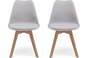 Homely - Pack de 2 sillas de Comedor o Cocina de diseño nórdico Day, Asiento de Polipropileno y Patas de Madera de Haya, Color Gris Claro