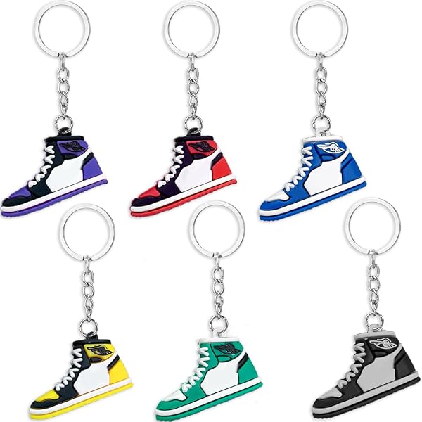 AUTOZOCO Portachiavi Scarpa Sportiva Mini, Sneaker Stile Urbano e Converse, Bianco, L