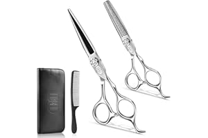 CIICII Professional Hair Scissors Hairdressing Kit, 440C 6.7 Inch Barber Hair Cutting Scissors Set (Hair Beard Trimming Haircutting Thinning Shears) for Hairdressing Stylist Hairdresser Salon Home