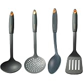 Fackelmann Soft Kitchen Utensil Set, Includes Saucepan, Skimmer, Serving Ladle and Kitchen Paddle, Polypropylene with High He