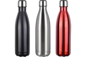 Flintronic Bottiglia Acqua in Acciaio Inox, 750ML Portatile Borraccia, Senza BPA, Borraccia Termica Acciaio Inox, Bottiglia d'Acqua con Spazzola per Scuola, All'aperto, Yoga, Palestra
