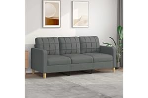 Emmtore Sofá de 3 plazas de Tela Gris Oscuro 180 cm