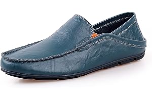 Rodawu Men's Loafers Leather Casual Shoes Moccasin Handmade Slip On Driving Shoes Business Shoes