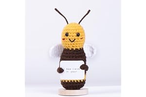 XBOCMY Funny Positive Bee, Crochet Doll with Positive Card,Cute bee Office Decoration,Emotional Support bee,Cheer Up Gifts Birthday Gifts for Friends,Positive Gifts, Cute Things