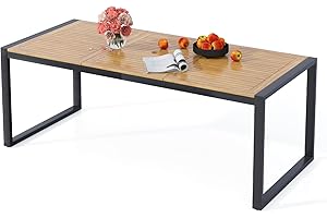 ‎COSTWAY COSTWAY Gartentisch mit Schirmloch, 200x90cm, rechteckiger Terrassentisch für 8 Personen, großer Balkontisch aus Akazienholz, Outdoor-Esstisch für Garten, Terrasse