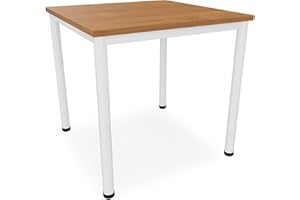 Dila GmbH Schreibtisch/Besprechungstisch in verschiedenen Größen und Farben weißes Metallgestell Konferenztisch Arbeitstisch (B: 80 cm x T: 80 cm, Buche)