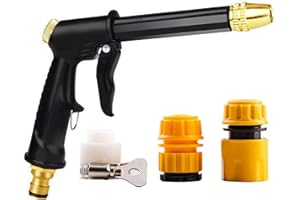 PLUSHCEWT Garden Hose Spray Gun,Heavy Duty Metal Water Gun, Hose Pipe Spray Gun,Garden Hose Nozzles & Spray Guns,Hose Spray Gun Metal for Car & Pet Washing,Plants Watering,Lawn and Garden Cleaning