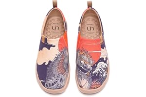 UIN Bleu Lion Espadrilles Chaussures Homme Confort Espadrilles Cuir Souple Bateau Loafer Masculin Basses Mode Peinte Slipper Art Originales Chaussure de Marche