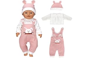 SPERMUOY Puppenkleidung 36-43 für Baby Puppen,Newbron Baby Puppen 43 Kleidung Puppenkleidung mit Hut Langarm Hose,Kleidung Outfits für Baby Puppen(Keine Puppe)