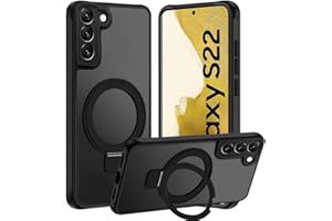 Tawarror Magnetyczne etui do Samsung Galaxy S22 5G, kompatybilne z MagSafe, półprzezroczyste matowe etui do Samsung S22 ze stojakiem, antyporysowany tylny PC antypoślizgowy futerał ochronny TPU,