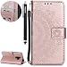 Produktbild HUDDU Mandala Totem Blumen Tasche Leder Schutzhülle Hülle Flip Handyhülle Slim Wallet Case Cover Dünn Kartenfach Stand Brieftasche Handytaschen Kompatibel mit Samsung Galaxy S9 Plus Mädchen Rosegold
