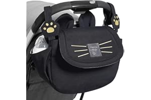 SUNVENO Sac à couches pour chat Grande capacité Maman Sac de voyage Maternité Universel Bébé Poussette Sacs Organisateur (Noir)