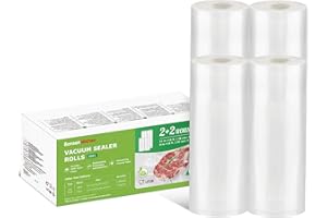 Bonsenkitchen Sacs sous Vide Alimentaire 2 Rouleaux 20 x 500cm+2 Rouleaux 28 x 500cm, pour la Conservation des Aliments Sous Vide Et la Cuisson Sous Vide, Sans BPA, VB42