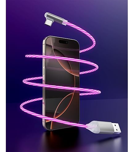 PETCTN 3 In 1 Multi Charging Cable LED Flowing Light Up Charger Cable, USB-C Fast Charging Cord For Smartphones (Red, 6 Feet