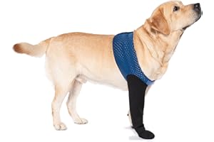 COODEO Hundesocken gegen Pfotenlecken & Schutz bei Verletzungen, mit rutschfesten Sohlen. Wasserdichter Pfotenschutz. (Blau, 3XL_Left)