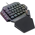 One-Handed RGB Mechanical Keyboard, Ergonomic Half Gaming Keyboard 35 Keys with Rainbow Backlit Keyboard Wired Gaming Keypad Mini USB Keyboard Single Hand Game Controller, with Wrist Rest Support