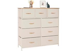 LYNCOHOME Komoda z 9 szufladami z tkaniny, komoda do sypialni, szafka, meble do sypialni, komoda z 9 szufladami, komoda do kuchni, biura, przedpokoju