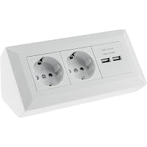 Prise D'angle Triangulaire Hera LX-2ST.ED – Inox, 2 Prises, Boîtier à 2 Sorties