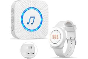 ChunHee Personal Alarms For Elderly, Panic Alarm for Elderly with 300FT Range, 1UK Plug-in Receiver & 1 Watch Call Button for Seniors/Patients