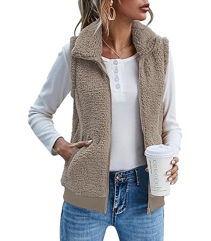 Teddy Weste Damen - Ärmellose Fleece Weste Für Herbst & Winter