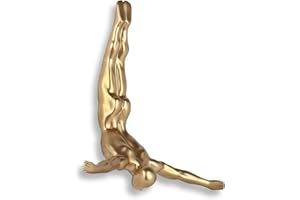 ADM - 'Diver small' - Figurative modern resin sculpture with metal effect for hanging on the wall - Gold - H28 cm
