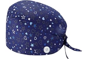 DaPongZhi Calot Chirurgien Femme Chapeaux de Travail avec Boutons et Cravate Chapeau Réglable Respirants Turban Imprimé Casquette Chapeau de Beauté Chapeaux Unisexe de Cuisinier