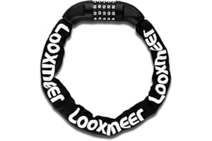 Looxmeer Zapięcie rowerowe, zamek szyfrowy, 90 cm, stalowe ogniwo łańcuchowe z wysokim poziomem bezpieczeństwa i 5-cyfrowym kodem numerycznym, do roweru, motocykla, grilla, drzwi i bramki