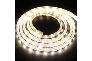 XUNATA 4m Tira de LED Regulable Blanco calido, 220V 5050 LED SMD 60 Unidades/m Luz Cuerda Dimmable, IP67 Impermeable para Decoración Interior