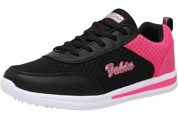 Bowlingskor för kvinnor nät snörning båge stöd ortopediska sneakers atletisk passform, andningsbar stickad övre, universella glidsulor