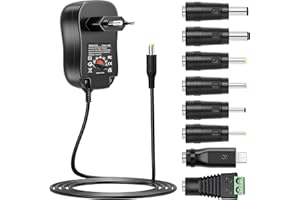 YoniYa Adattatore Universale di Alimentazione 100-240V 50/60HZ, Alimentatore Universale AC/DC da 3V a 12V con 10 Spine di Conversione per l'elettronica Domestica