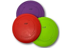 WEPO Frisbee Hund - Ø 18cm 3er Set - Wasserspielzeug Hund - Hundespielzeug große Hunde - Toy - Hunde Trainingsspielzeug in Rot/Lila/Grün - zum Werfen, Spielen & Trainieren bei jedem Wetter