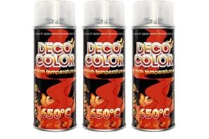 DECO COLOR Fahrzeugteile Hoffmann 3 Stück 400ml klar Ofenlack Auspufflack Lack hitzebeständig 650° 13313
