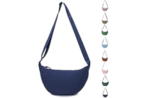 LOCCY Damen Halbmond Crossbody Schultertasche, Hobo Halfmoon Bag Einfarbige Nylon Crossbody Bag Damen Halbmond Schultertasche mit verstellbarer Schultergurt für Frauen Mädchen