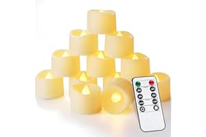 ‎HOMEMORY Homemory 12 Stück Fernbedienung Teelichter mit Timer,400+ Stunden Laufzeit Teelichter mit batteriern, 2/4/6/8H Timer, flammenlose Kerzen ideal für Weihnachten, Hochzeit, Party, Warmweiße Lichter