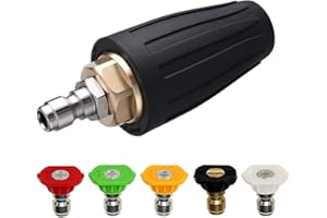 VERGILSON Rotating Turbo Nozzle for Pressure Washer, Rotating Nozzle with 5 Spray Nozzle Tips, 1.8GPM 4000PSI 035 Orifice 1/4'' Quick Connect Cleaner Gun Spray Nozzle Accessory Set