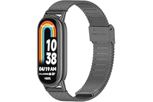 MIJOBS Wymiana paska dla Xiaomi Band 8, inteligentny pasek ze stali nierdzewnej łatwa instalacja, regulowany pasek w stylu biznesowym dla Xiaomi Band 8