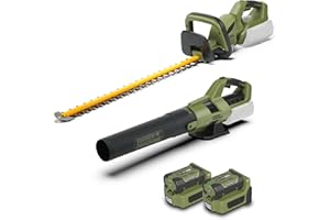 GREEN MACHINE 62V 63.5CM 2.5Ah tagliasiepi e 4Ah soffiatore per foglie kit combinato,batteria e caricabatterie inclusi