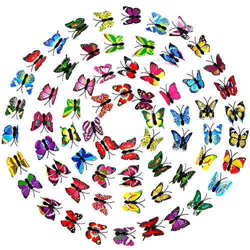 Faburo 78pcs 3D Deko Schmetterlinge Wandsticker Wandtattoo Aufkleber Gartendeko für Kinderzimmer Fenster Garten - 7
