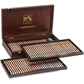 Caran d'Ache Luminance 6901 ahşap saklama kutusu, 80 renkli kalemli &uuml;r&uuml;n yelpazesi, 76 renk + 4 &ccedil;ift renk, 6901.476