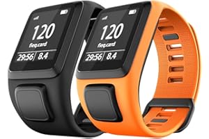 NotoCity Correa para Tomtom Runner 2/Runner 3/Spark/Spark 3/Adventurer/Golfer 2, Correa de Silicona Pulsera de Repuesto para Tomtom (Negro+Naranja)