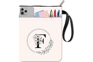 CRASPIRE Copertina per Libro con Cerniera da 11 x 8.6 Pollice in Tessuto con Tasca Extra con Protezione per Fiori e Foglie Alfabeto F Lavabile Tasca per Quaderno Regalo per Appassionati di Libri