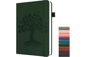 Dzhzal Tree of Life Carnet de notes ligné A5 120 g/m² épais 365 pages, couverture rigide en cuir pour homme et femme avec boucle pour stylo et poche intérieure