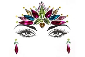 luoshaPUCY 1 PCS Brillantini Adesivi di Gemme per Viso, Strass Viso Gemme Adesivi per Festival Musicale Disco Bar Esibizione di Carnevale DJ Celebrazione Festa(Type-03)