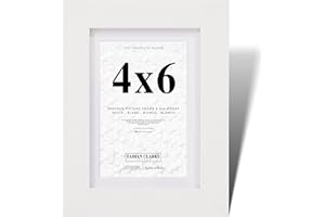 Fabian Clarke London® 6x4 Modern White Wooden Picture Photo Frame with White 5x3 Mount Includes Glass Front Hang Portrait or Landscape