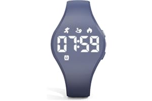 Focwony Kids Led Digtial Fitness Tracker Watch for Ages 5-15, No App Waterproof Wristwatch, with Pedometer Step Counter Alarm Clock, for Children Goys Girls Teens (Gray)