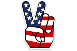 DESTINATIONVINYL 2 x 10 cm de bandera americana de la paz de la mano de vinilo calcomanía de coche bicicleta JDM USA Fun # 9567 (7 cm de ancho x 10 cm de alto)