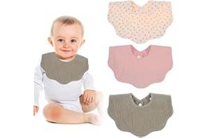 JAWSEU Bavoirs Bébé, 3 Pièces Bavoirs Bandana Coton Bavoir Bébé Bavette Unisexe Absorbant Baby Bibs Triangle Bavette avec La Boucle Bavoirs D'épaule Bavoirs À Bouton pour Fille Et Garçon