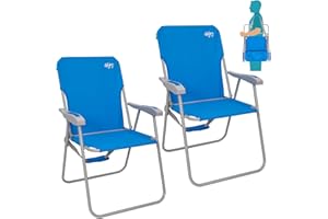 #WEJOY Folding Beach Chair Set of 2, Portable Strong Stabile High Back Camping Chair for Adults, Foldable Camp Chair for Outdoor Camping Beach Garden Fishing, Blue