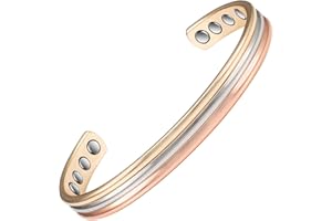EnerMagiX Bracelet magnétique en cuivre pour homme et femme, 100 % cuivre massif avec 8 aimants 3500, taille réglable